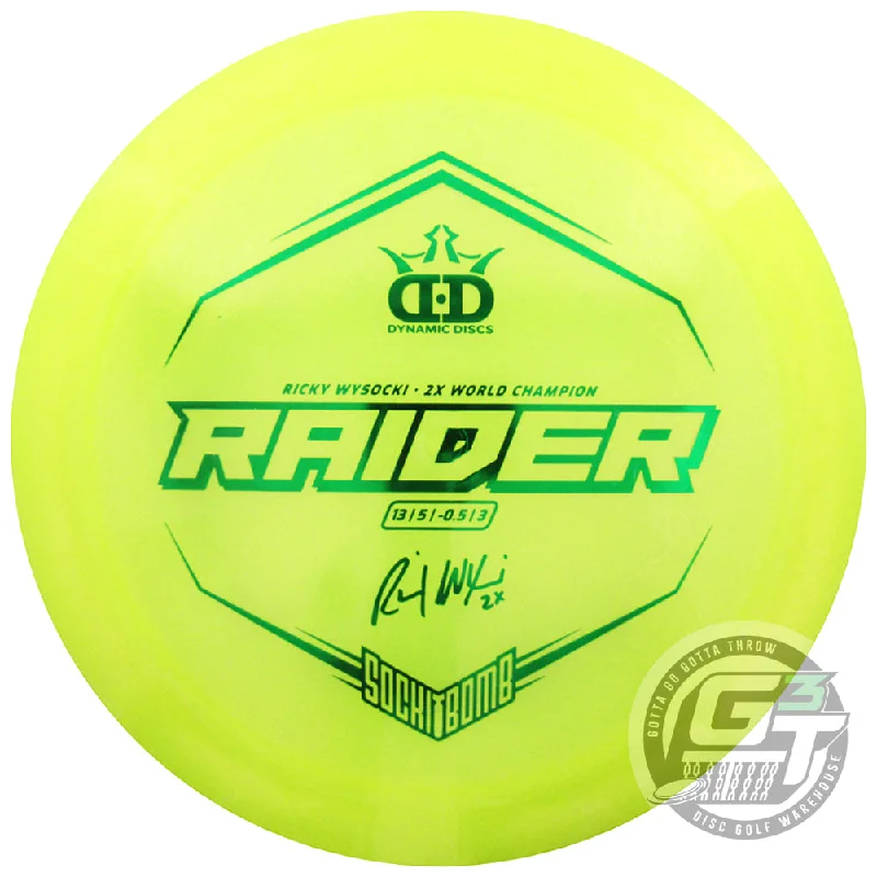 Dynamic Discs Limited Edition Ricky Wysocki Sockibomb Bottom Stamp Glimmer Lucid Ice Raider Distance Driver Golf Disc