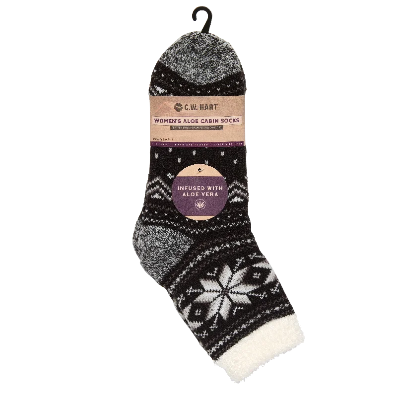 Cozy Cabin Fairisle Sock With Aloe - Black/Castlerock