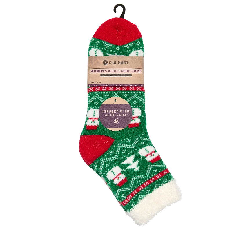 Cozy Cabin Xmas Snowman Sock With Aloe - Red/Green/White