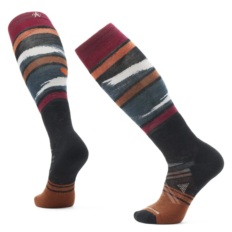 Ski Full Cushion Midnight Ski Pattern Over-the-Calf Sock - Black