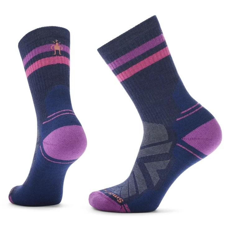 Women's Hike Light Cushion Tube Stripe Crew Sock - Deep Navy/Power Pink