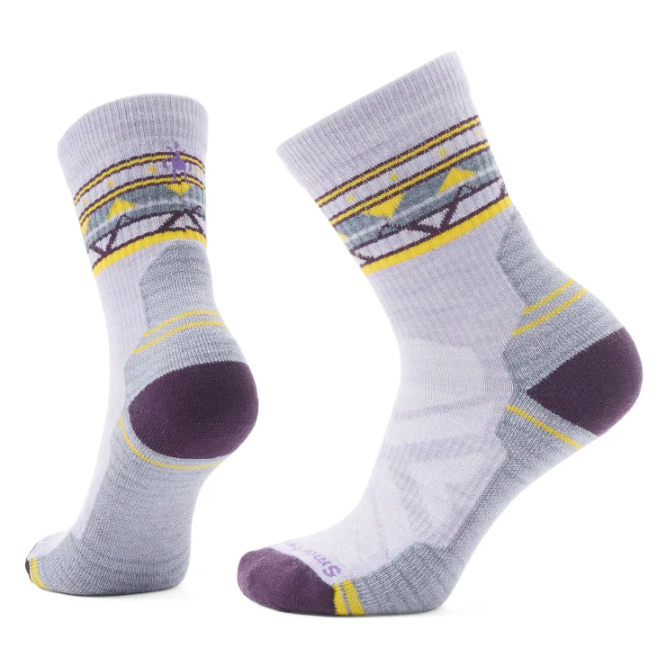 Women's Hike Light Cushion Zig Zag Valley Mid Crew Sock - Purple Eclipse