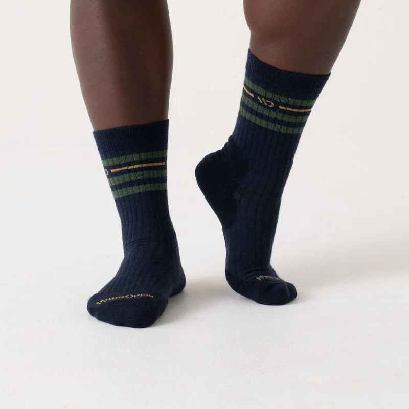 Men's Vintage Stripe Midweight Cushioned Crew Sock - Navy