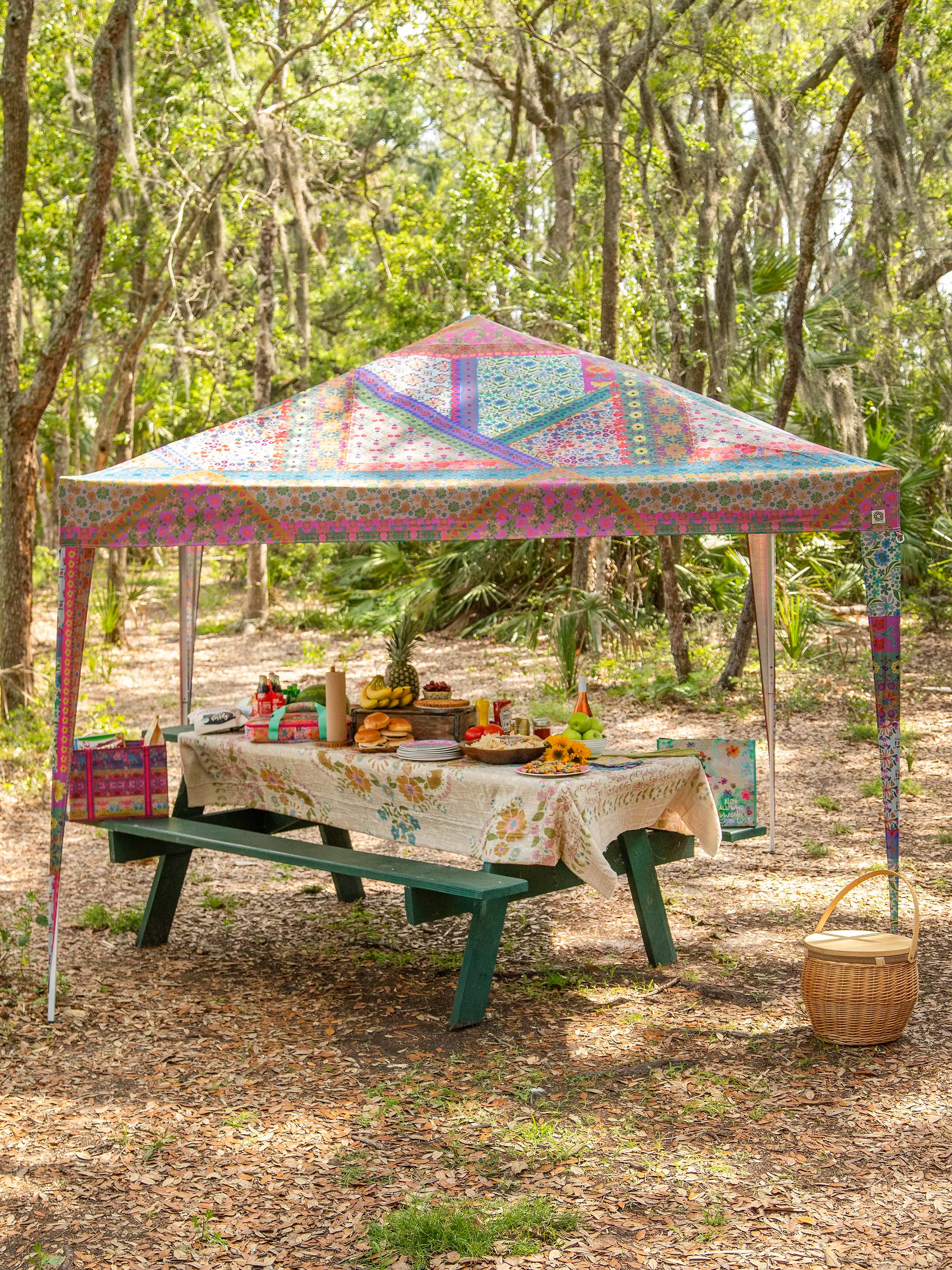 Live Happy Instant Canopy Tent - Folk Flower Patchwork