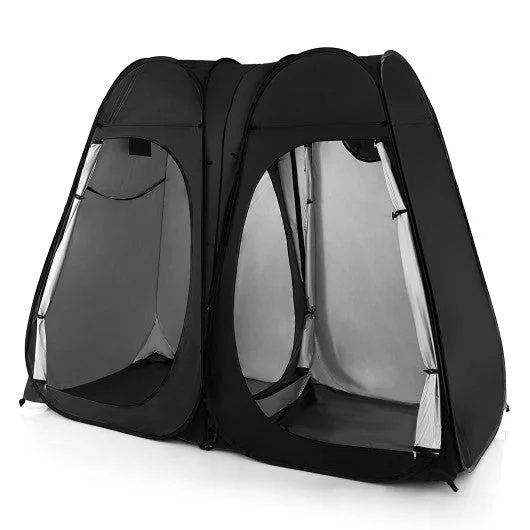 Oversized Pop Up Shower Tent with Window Floor and Storage Pocket-Black